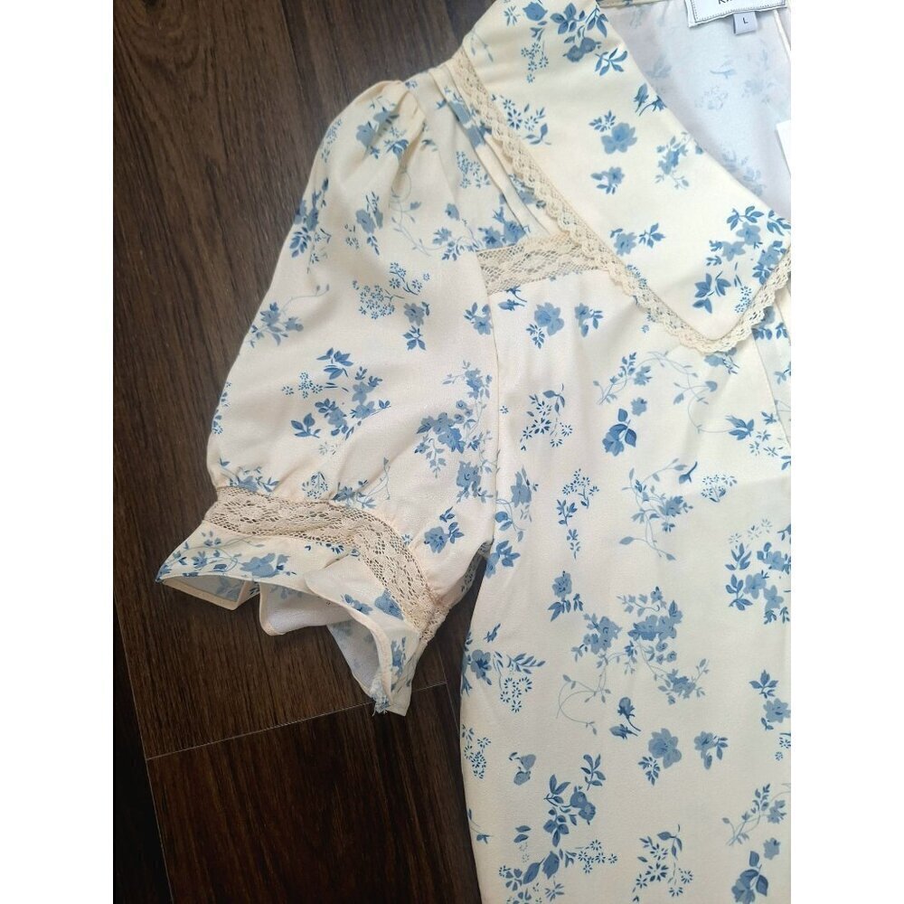 NWT Rihos Floral Lace Cottagecore Blouse Size L - Picture 4 of 9